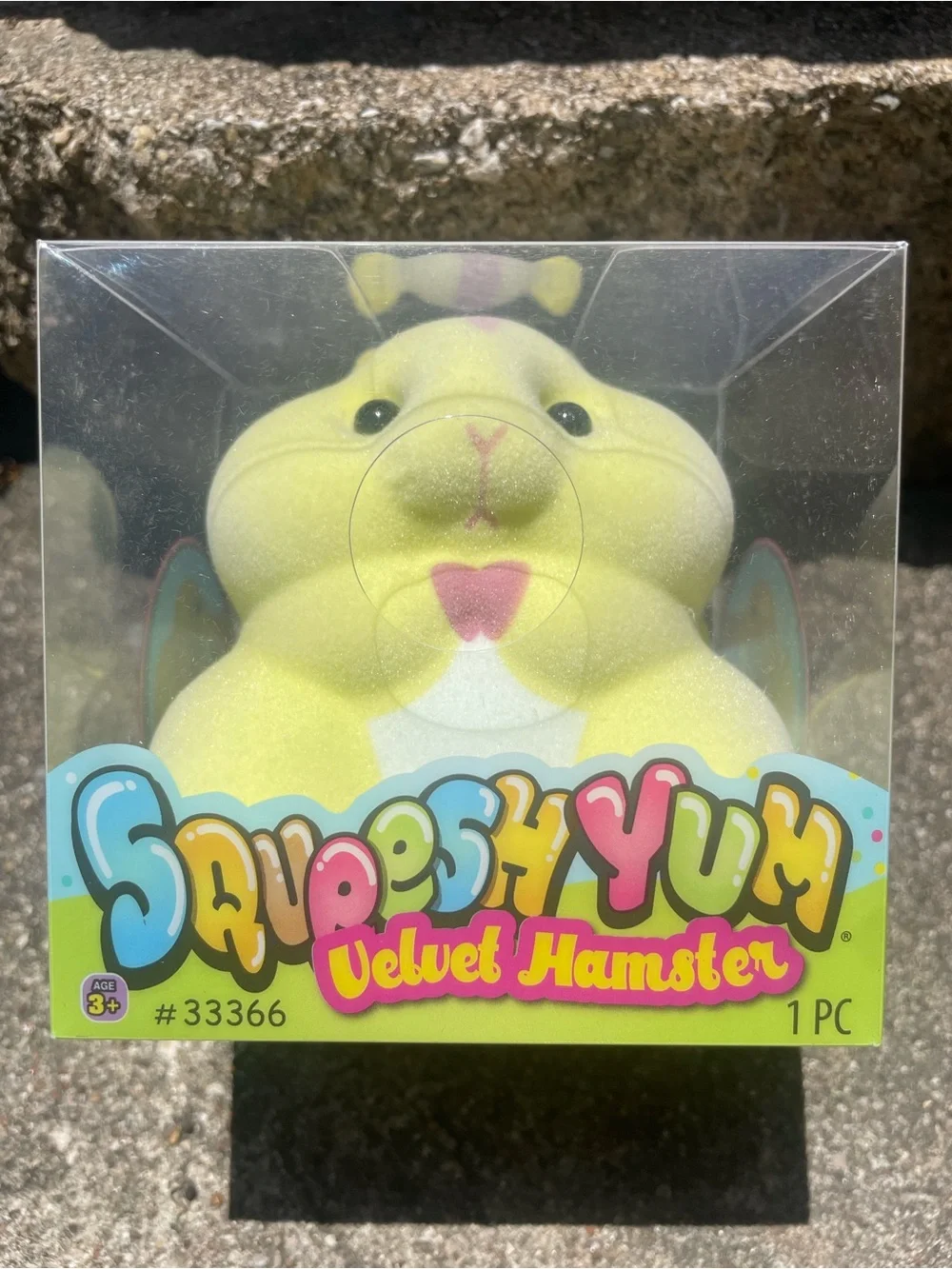 Full 3 Pack - Squeeshy Yum Velvet Hamster Plush Toy [Yellow, Pink, Blue] NEW!